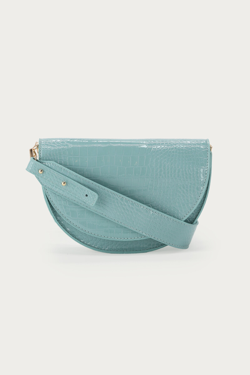 Light blue half round shoulderbag with crocodile print | My Jewellery