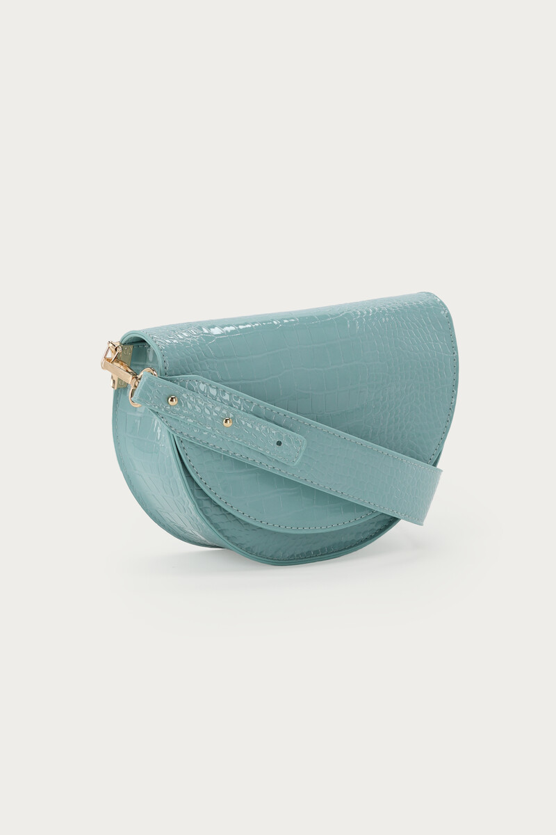 Light blue half round shoulderbag with crocodile print | My Jewellery