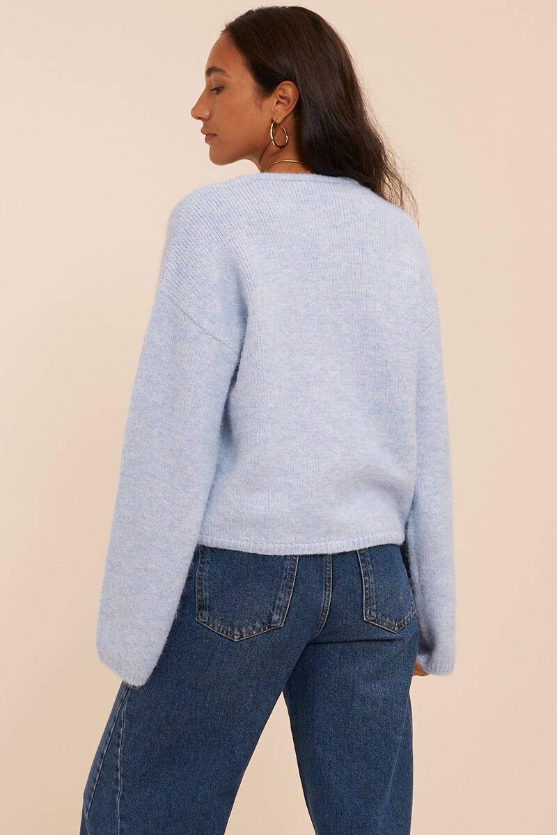 Light Blue Knitted Vest Top with Buttons | My Jewellery