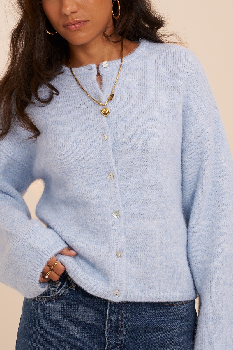 Light Blue Knitted Vest Top with Buttons | My Jewellery