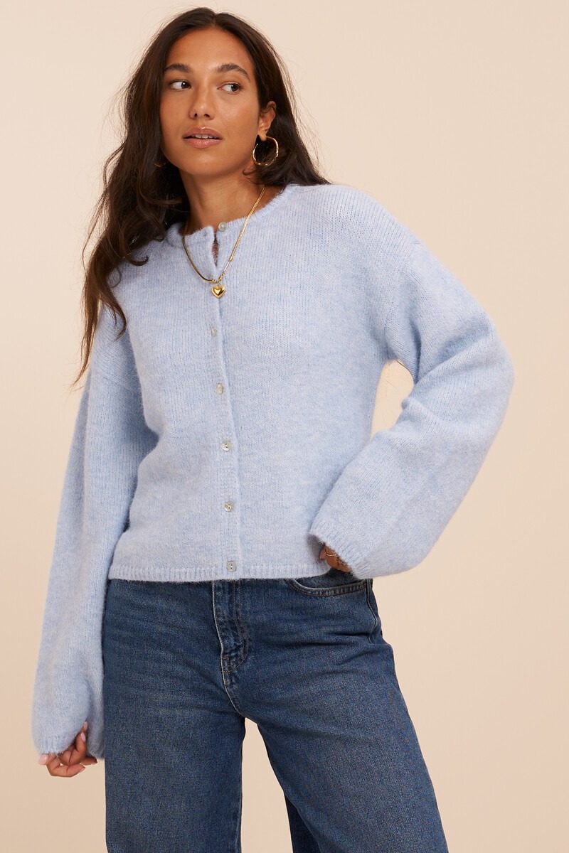 Light Blue Knitted Vest Top with Buttons | My Jewellery