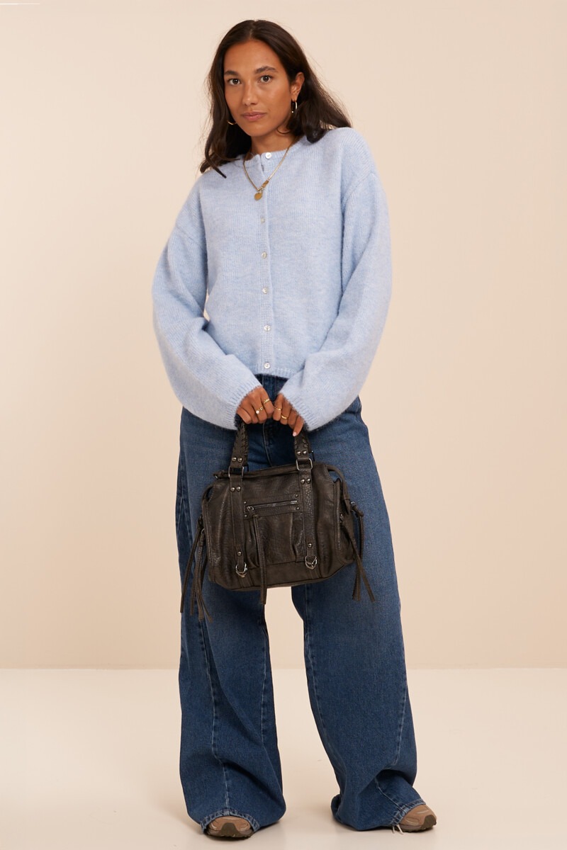 Light Blue Knitted Vest Top with Buttons | My Jewellery