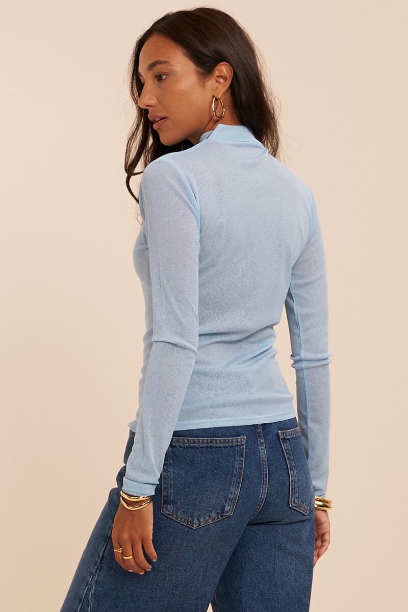 Light blue mesh top with turtleneck | My Jewellery