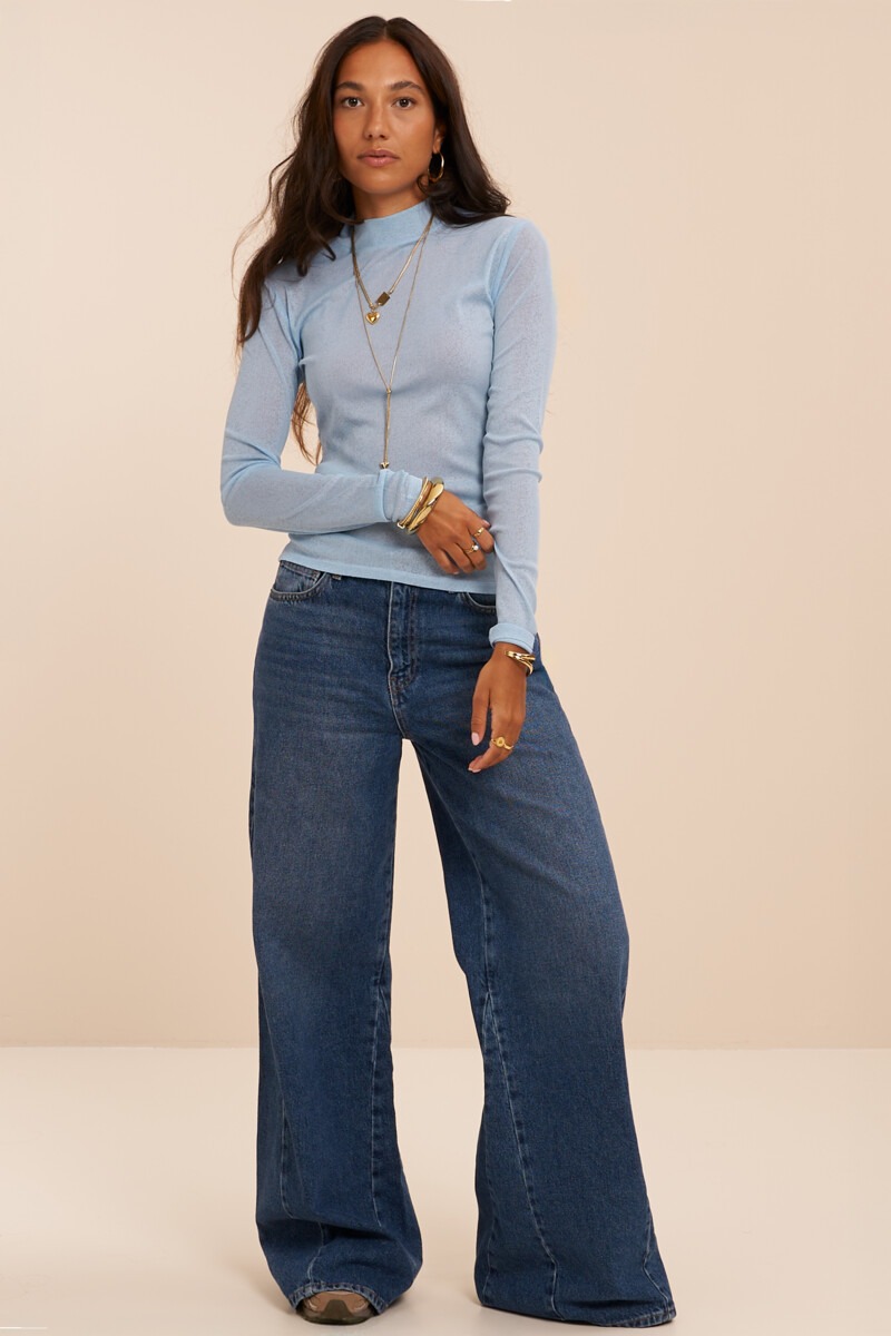 Light blue mesh top with turtleneck | My Jewellery