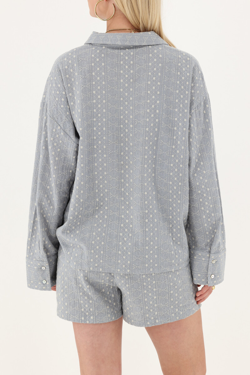 Light blue blouse with embroidery details | My Jewellery