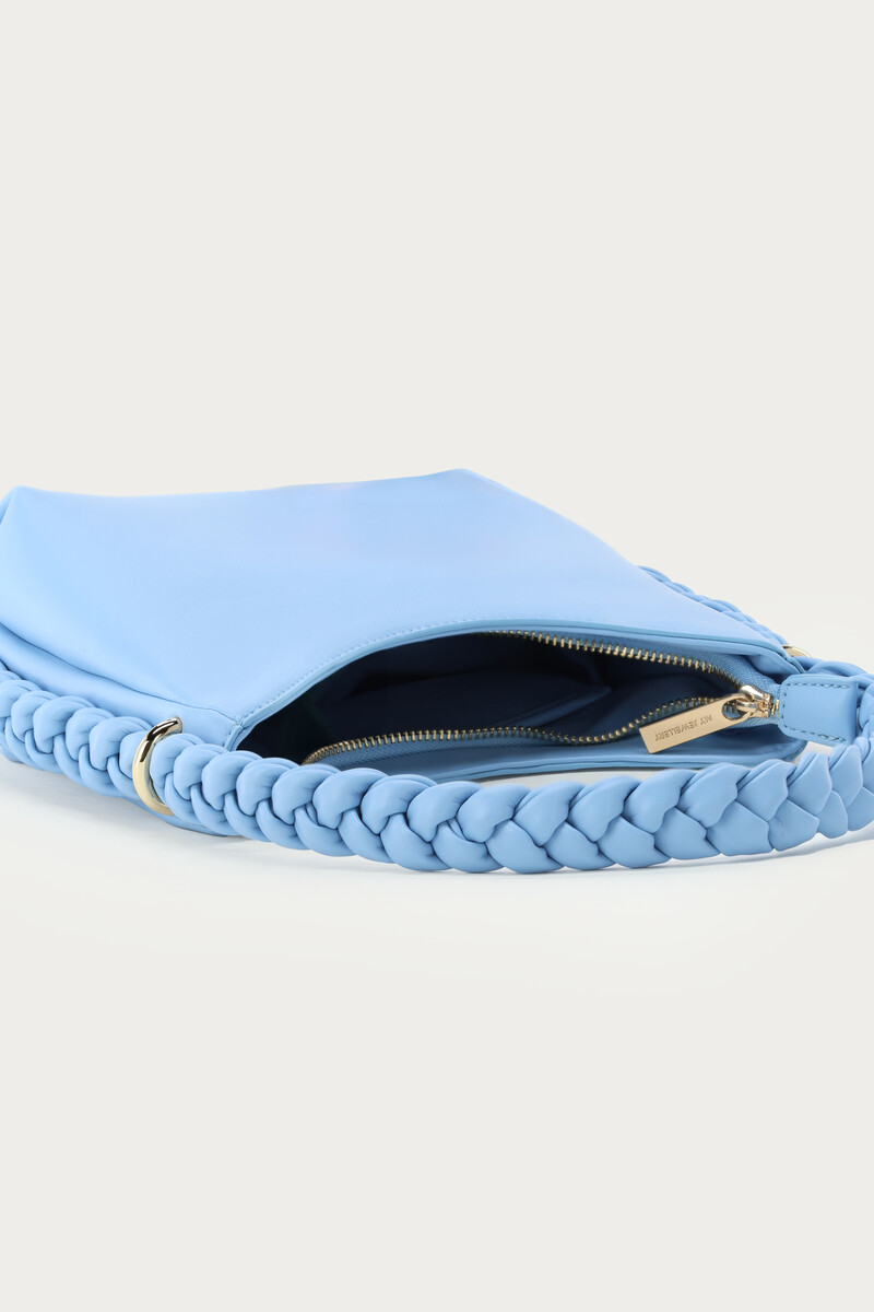 Light blue shoulder bag with braided detail | My Jewellery