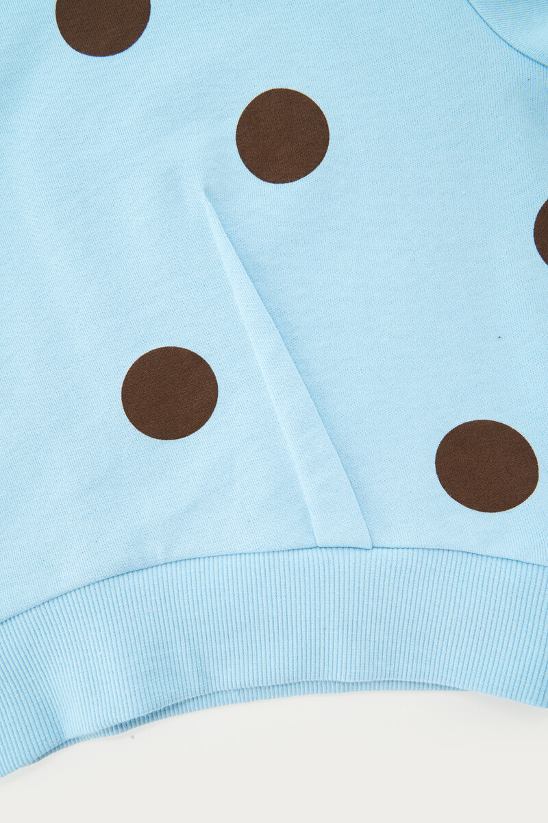 Light Blue Sweatshirt with Brown Polka Dots | My Jewellery