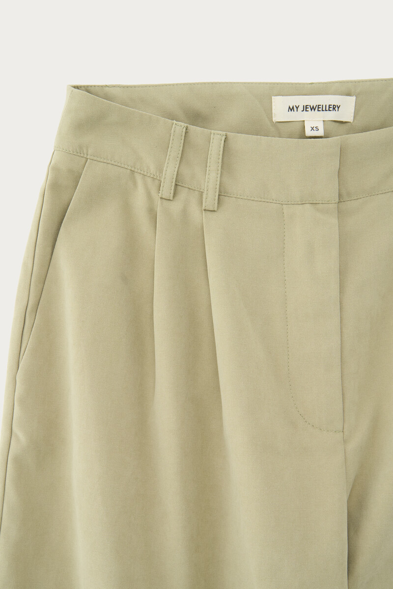 Light green pants with drawstring at bottom | My Jewellery