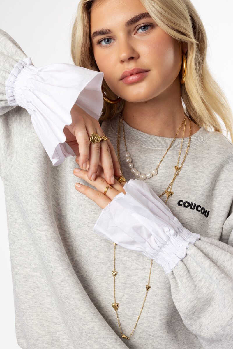 Light grey sweatshirt with poplin cuffs | My Jewellery