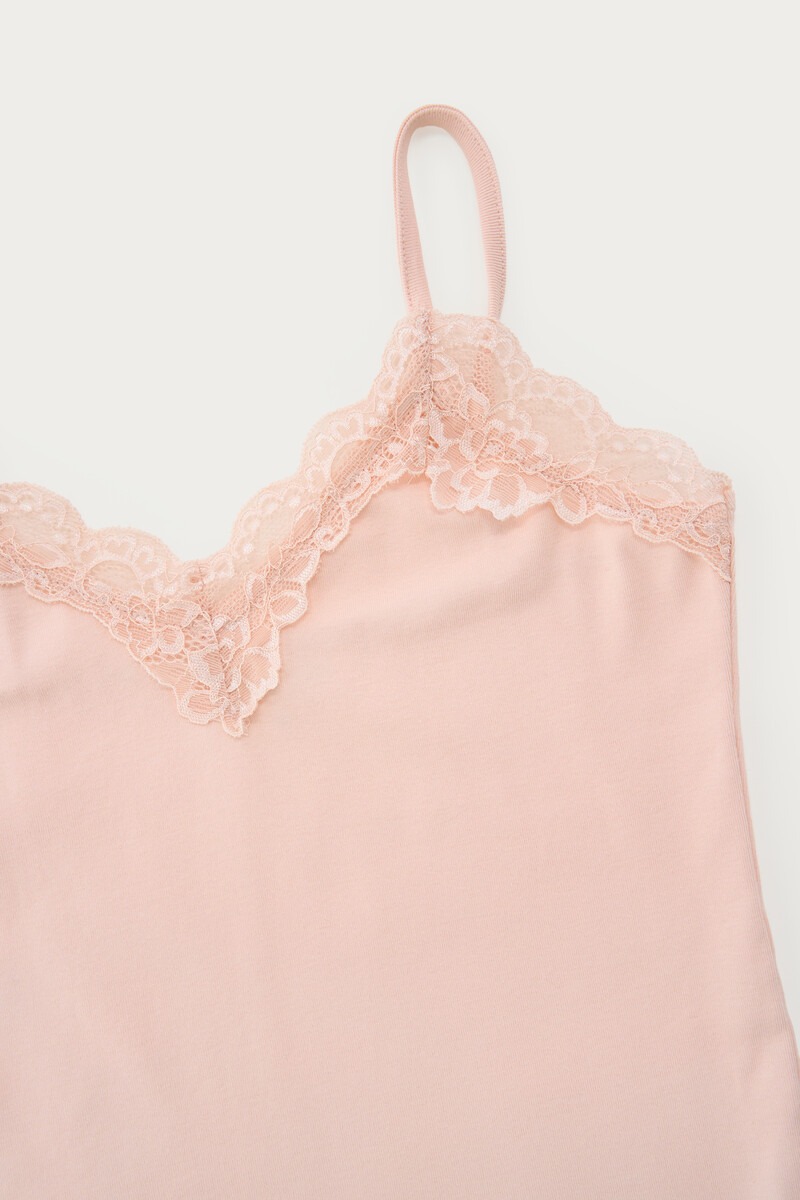 Pink basic top with lace details | My Jewellery
