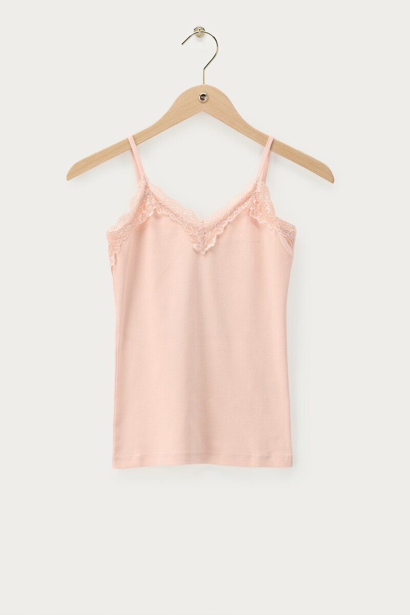 Pink basic top with lace details | My Jewellery