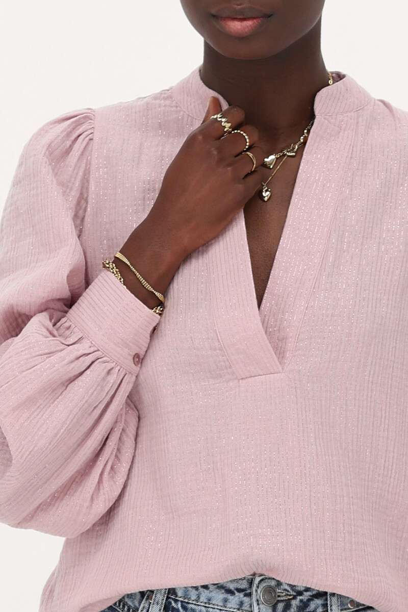 Light pink muslin blouse with lurex | My Jewellery