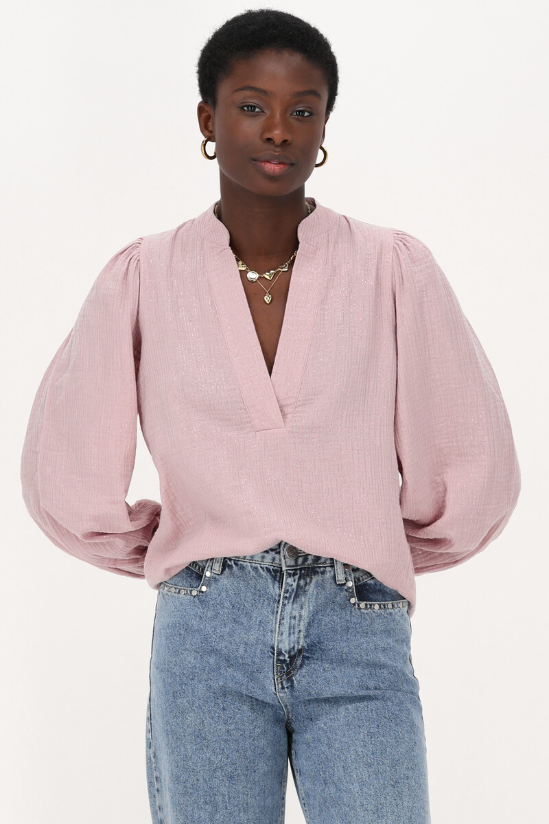 Light pink muslin blouse with lurex | My Jewellery