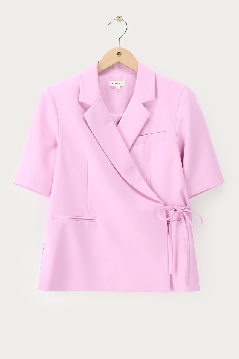 Light pink oversized blazer with short sleeves | My Jewellery