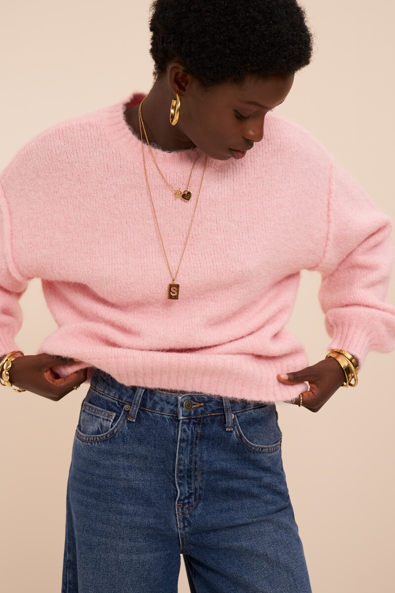Light Pink Oversized Knitted Sweater | My Jewellery