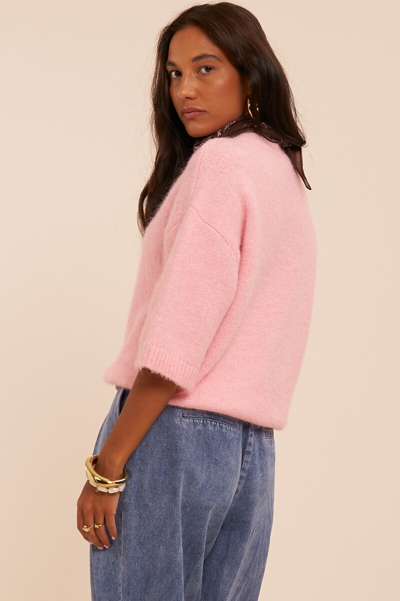 Light pink sweater with short sleeves | My Jewellery