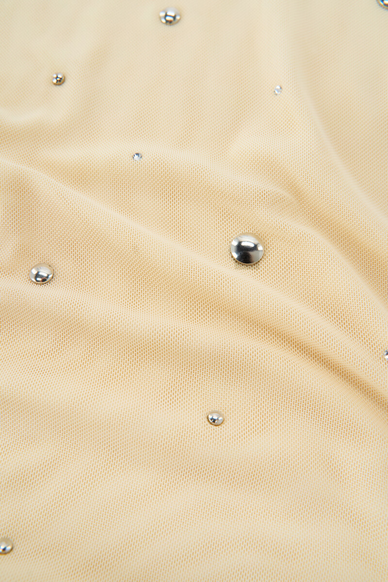 Light yellow mesh top with silver-coloured studs | My Jewellery