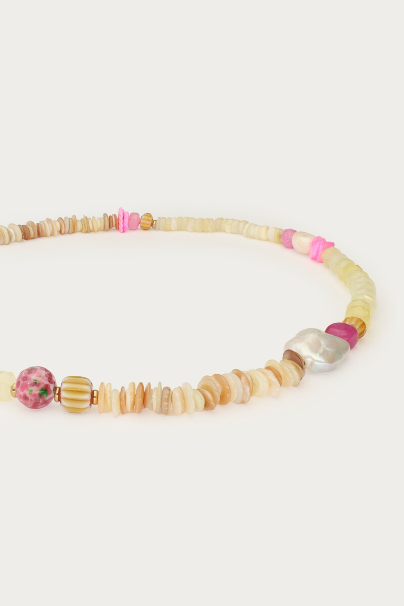 Light yellow necklace with beads and freshwater pearl | My Jewellery