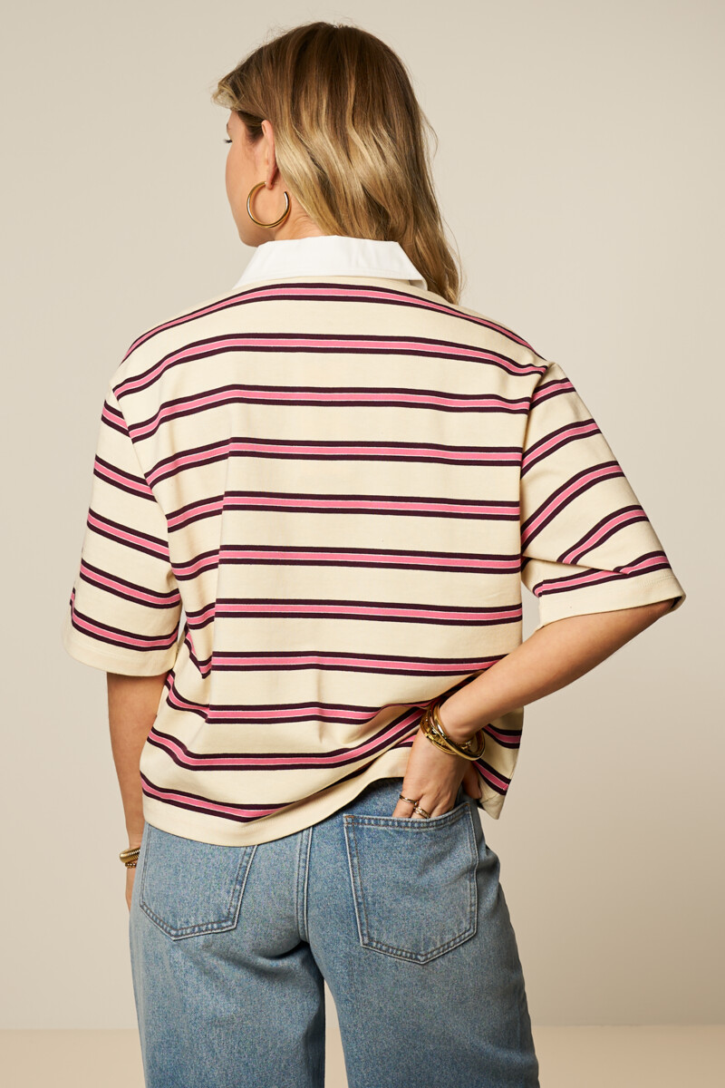 Light yellow striped polo with short sleeves | My Jewellery