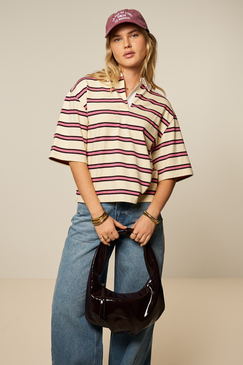 Light yellow striped polo with short sleeves | My Jewellery