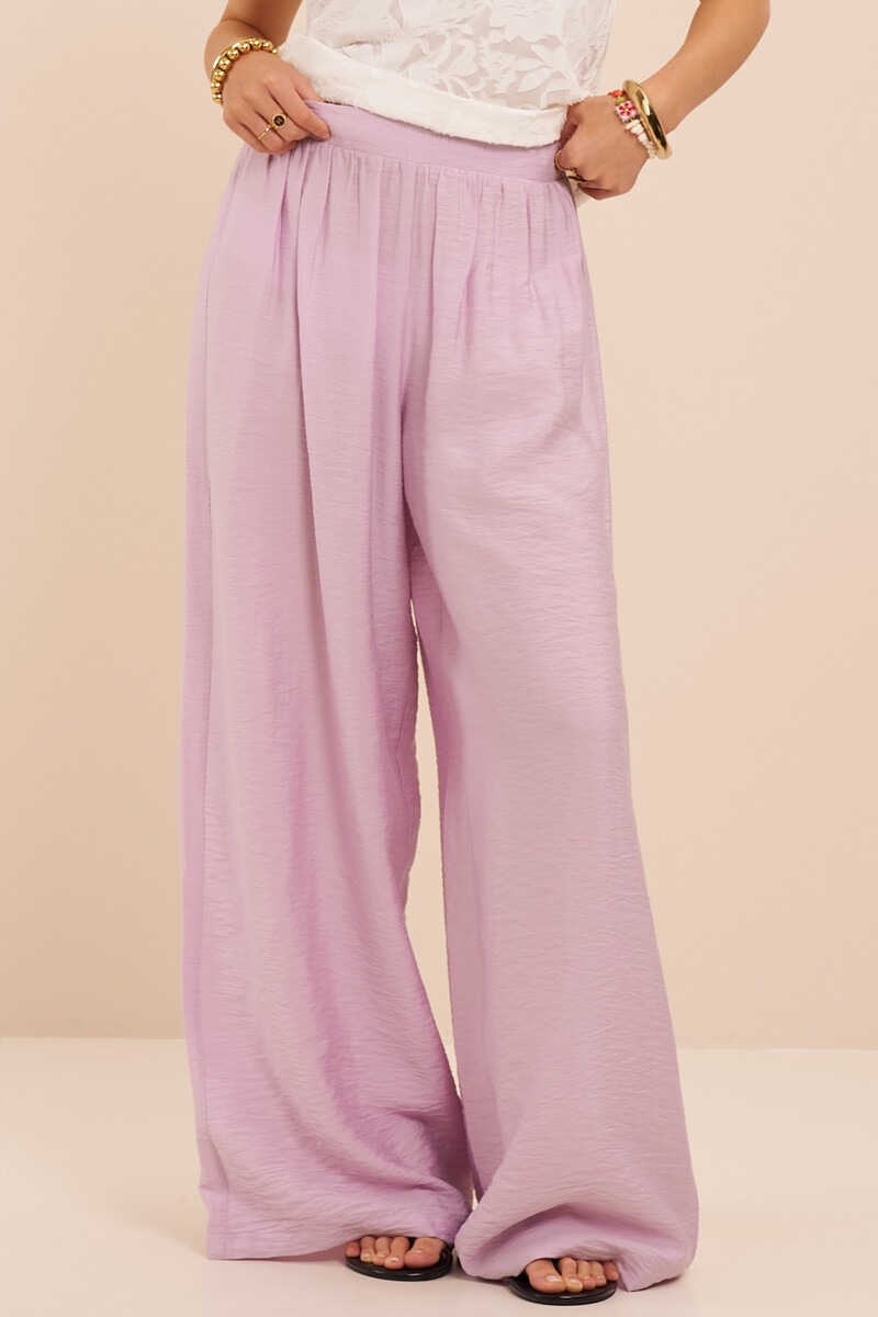 Lilac basic wide leg trousers with elastic band | My Jewellery