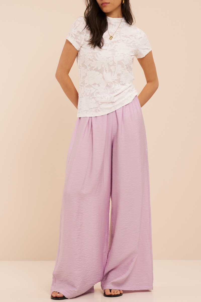 Lilac basic wide leg trousers with elastic band | My Jewellery