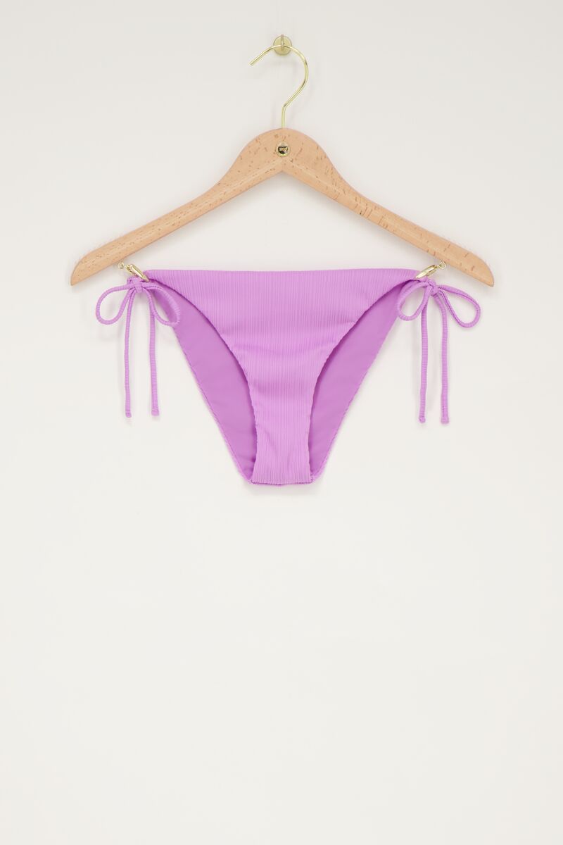 Lilac bikini bottoms with rib and ties | My Jewellery