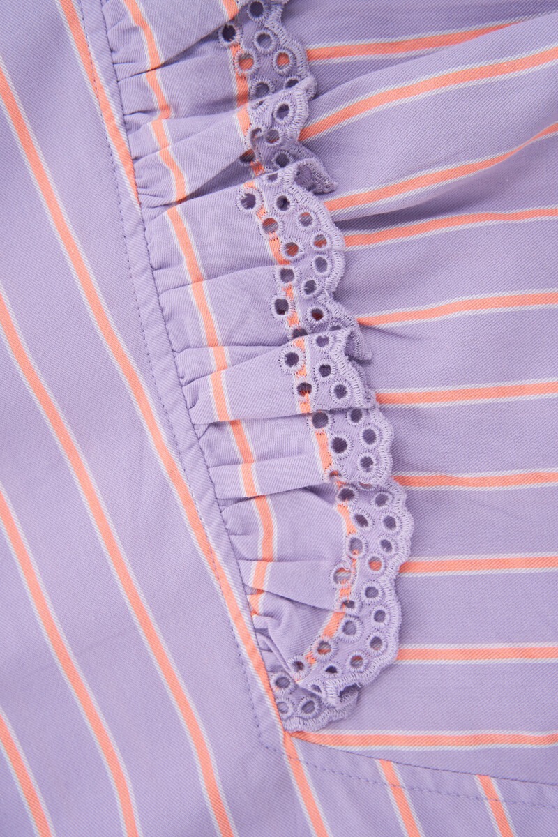 Lilac blouse with stripes and embroidery | My Jewellery