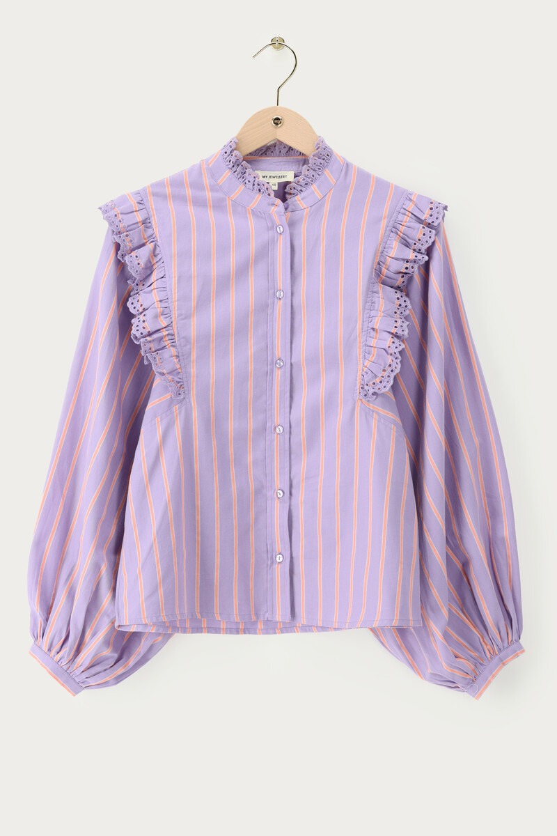 Lilac blouse with stripes and embroidery | My Jewellery