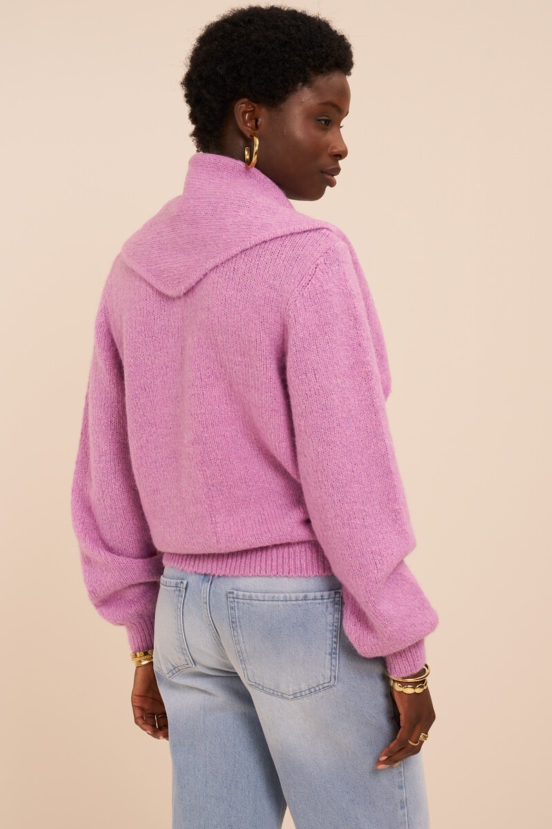 Lilac cardigan with scarf | My Jewellery