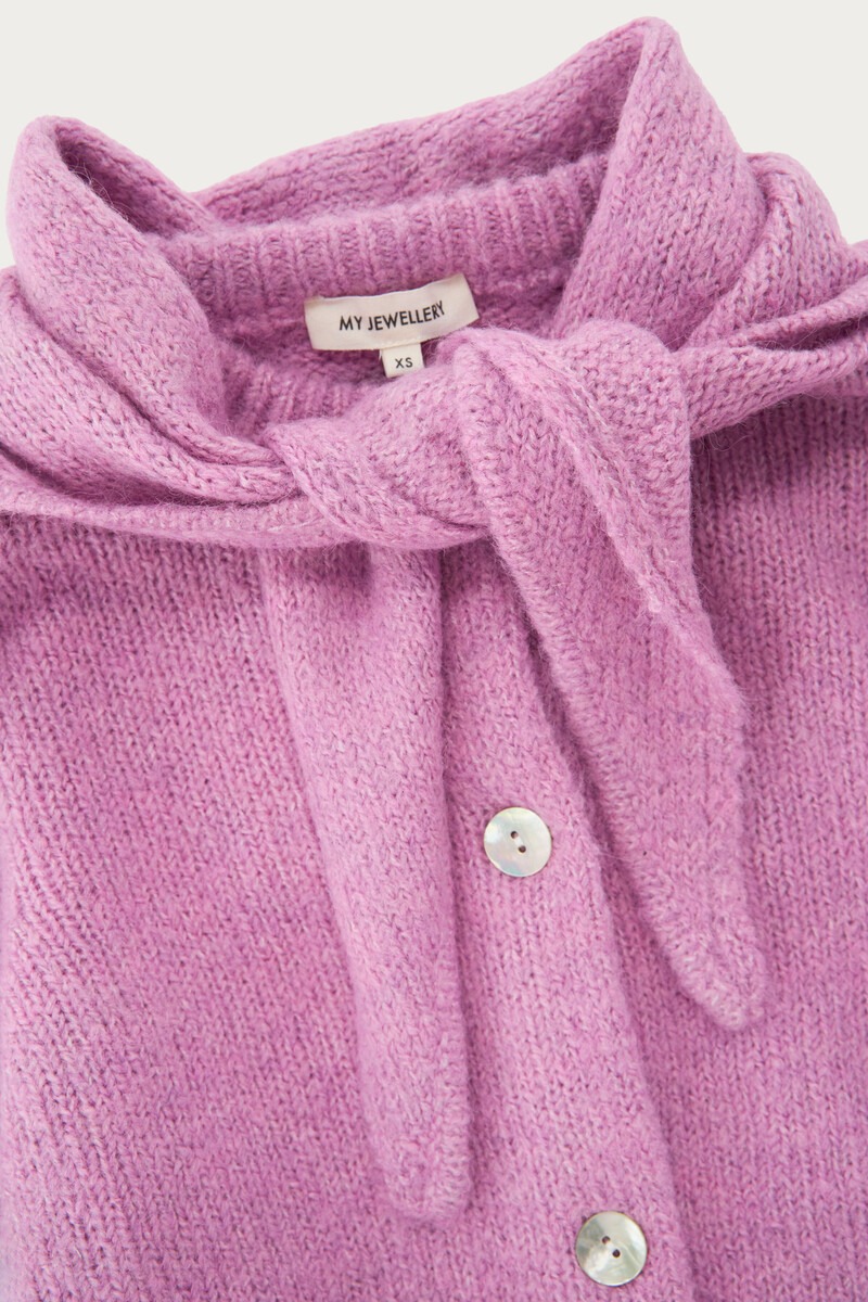 Lilac cardigan with scarf | My Jewellery