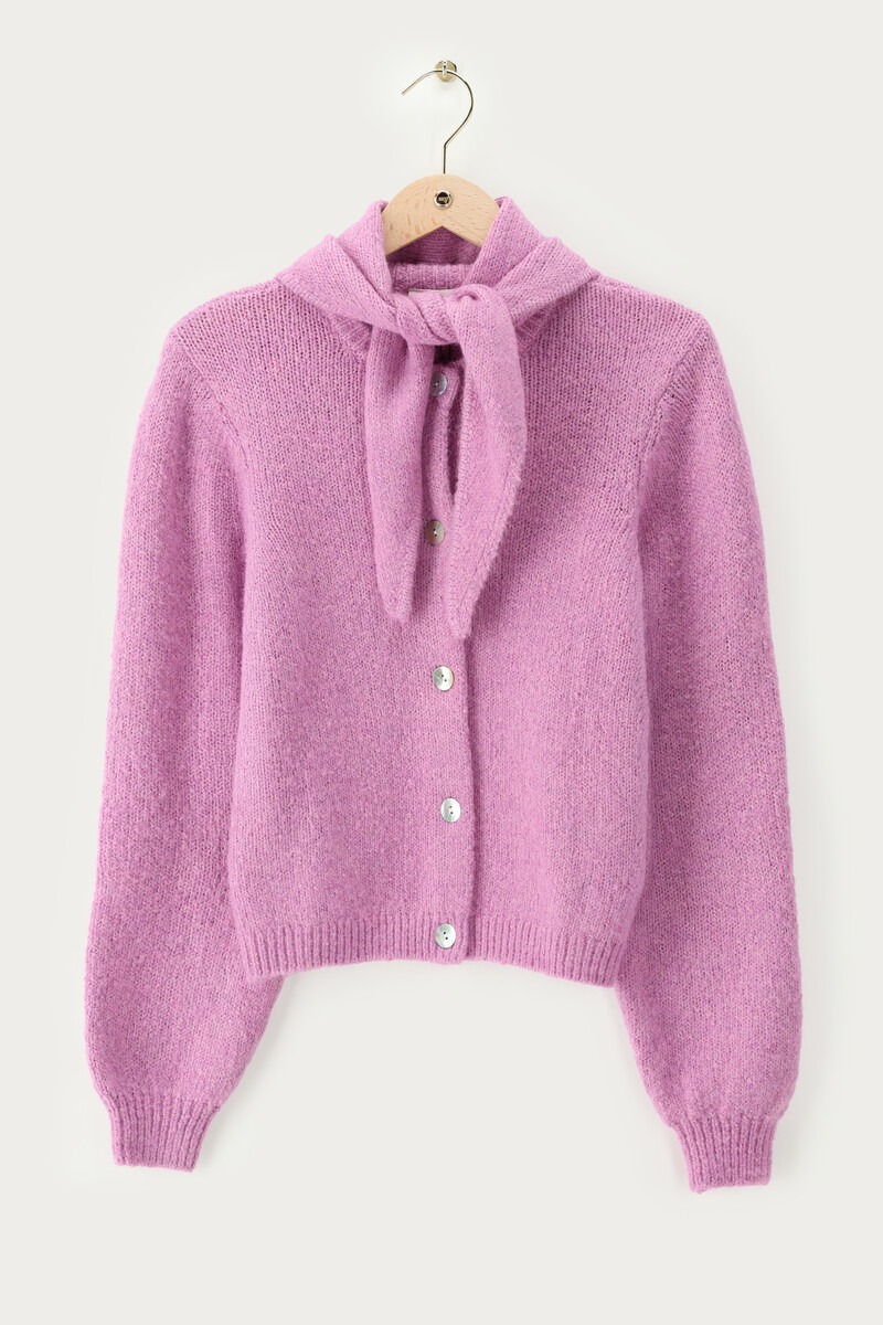 Lilac cardigan with scarf | My Jewellery