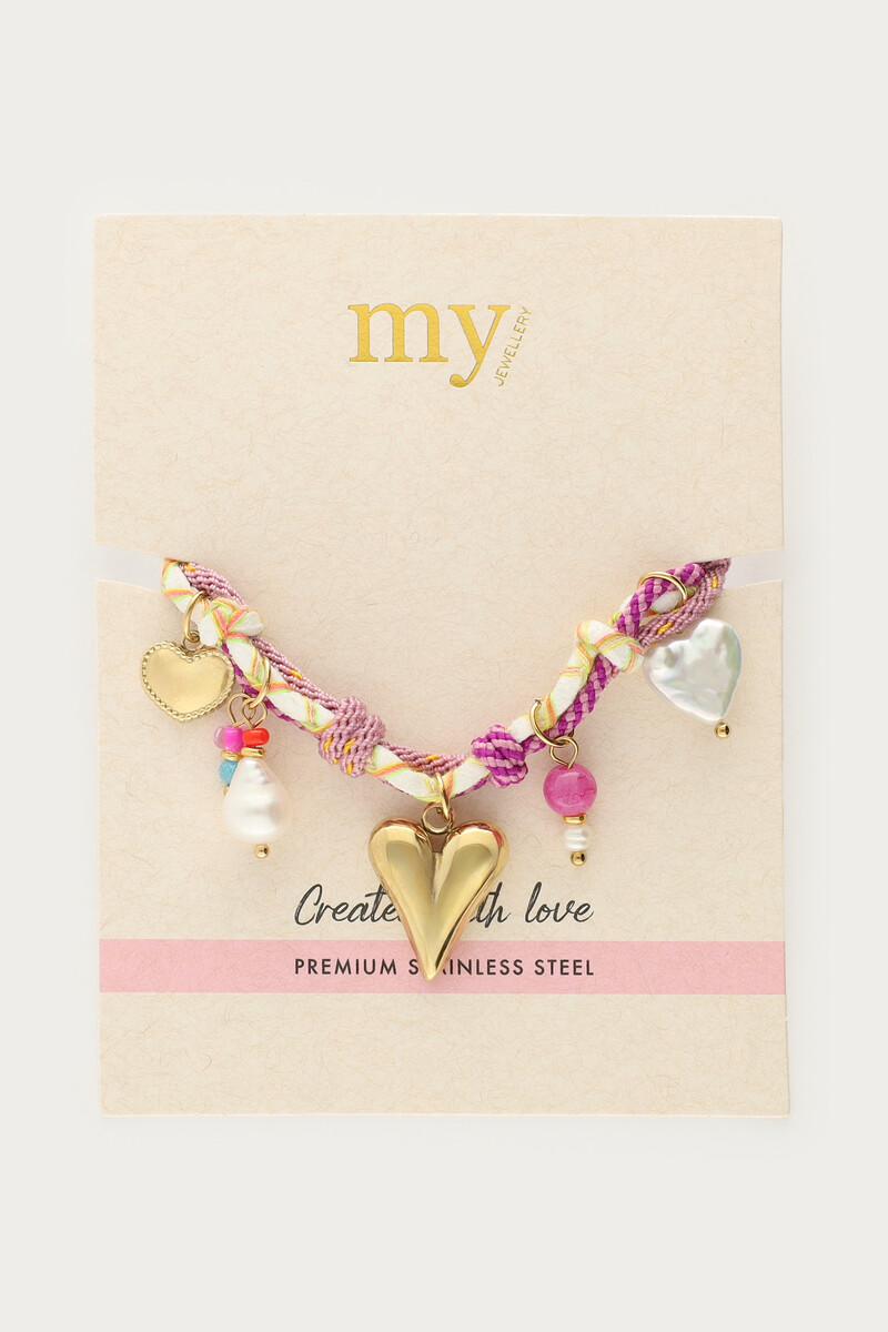 Lilac cord bracelet with charms | My Jewellery