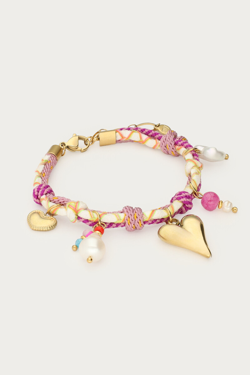 Lilac cord bracelet with charms | My Jewellery