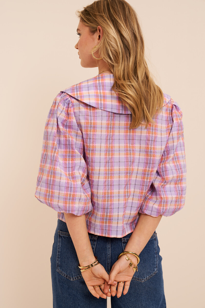 Plaid blouse with puff sleeves | My Jewellery