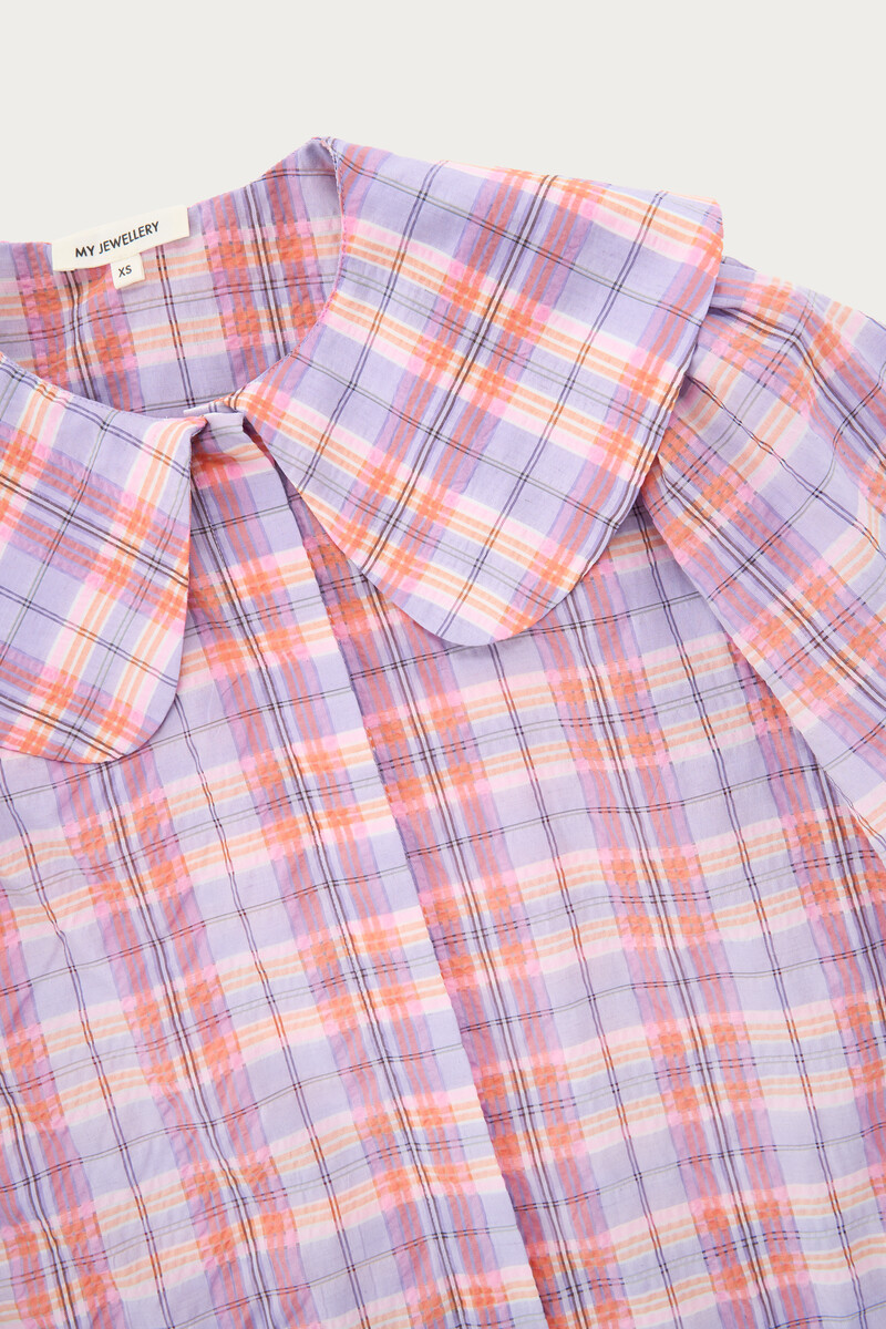 Plaid blouse with puff sleeves | My Jewellery
