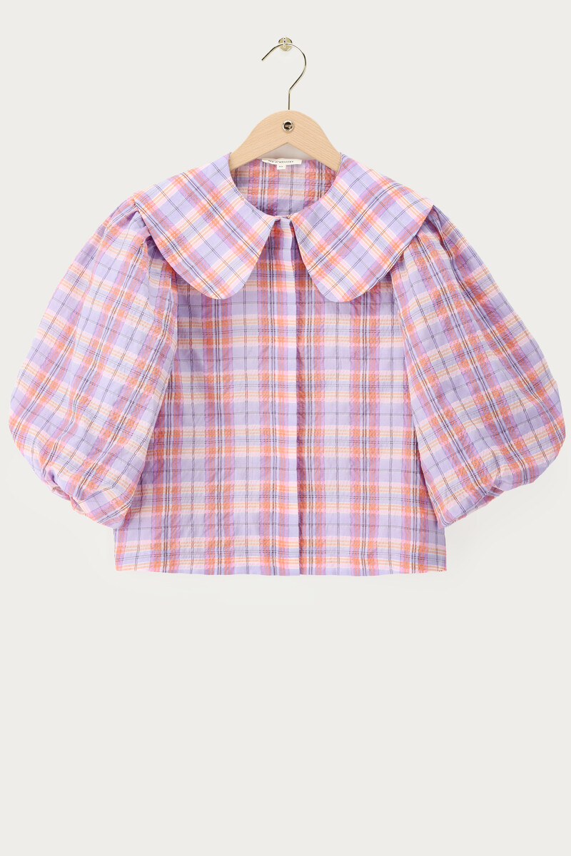 Plaid blouse with puff sleeves | My Jewellery