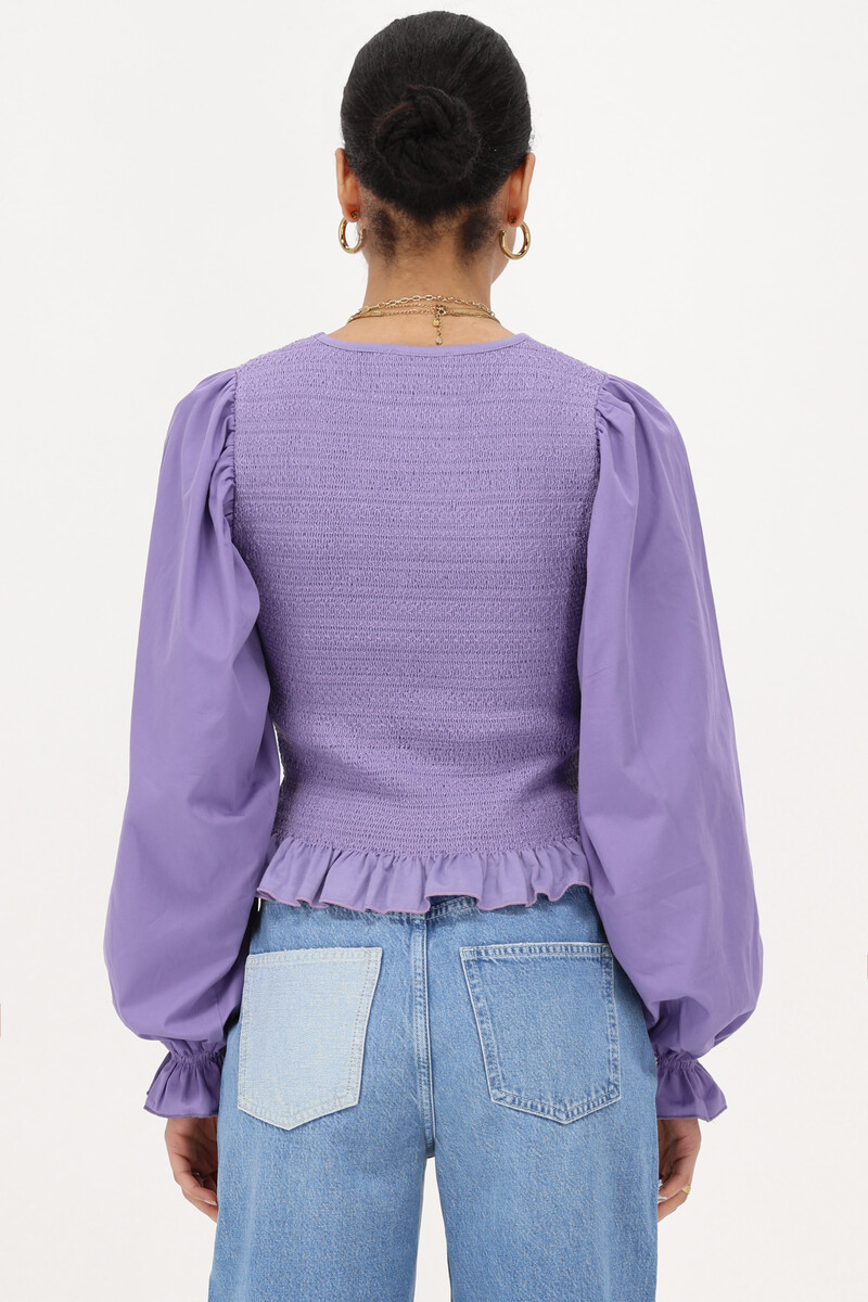 Lilac smock top with ruffles