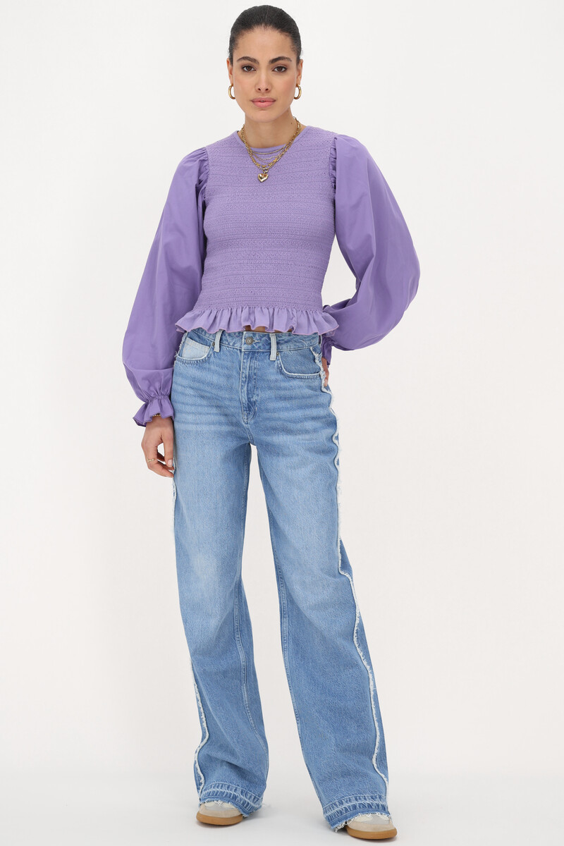 Lilac smock top with ruffles