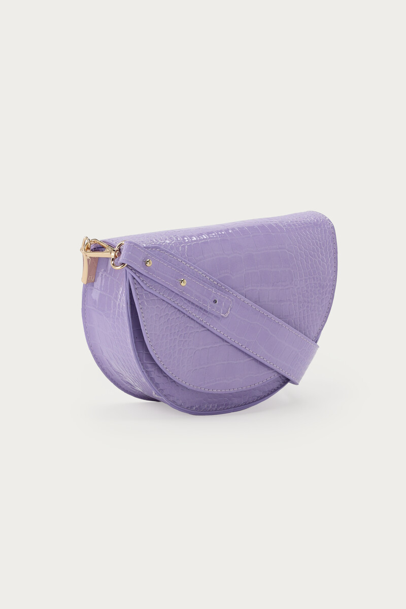 Purple half round shoulderbag with crocodile print | My Jewellery