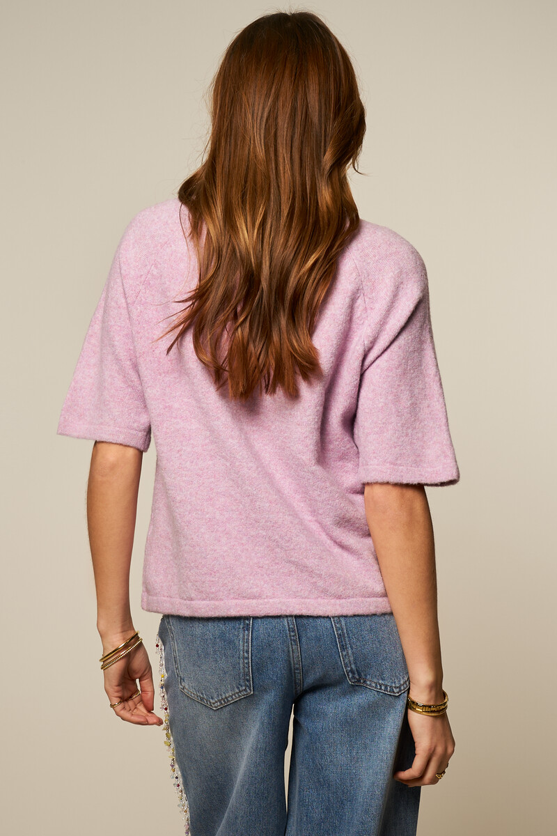 Lilac knitted raglan sweater with short sleeves | My Jewellery