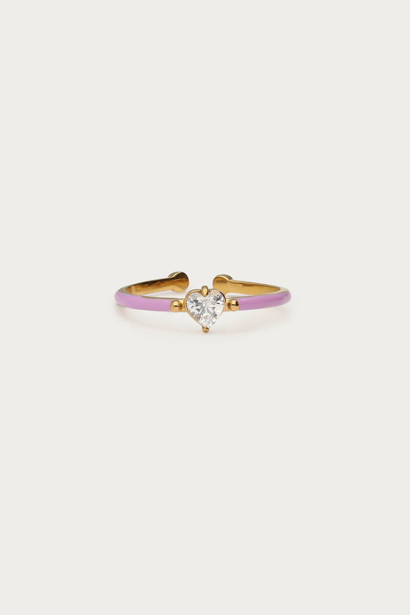 Lilac minimalist ring with hearts rhinestones | My Jewellery