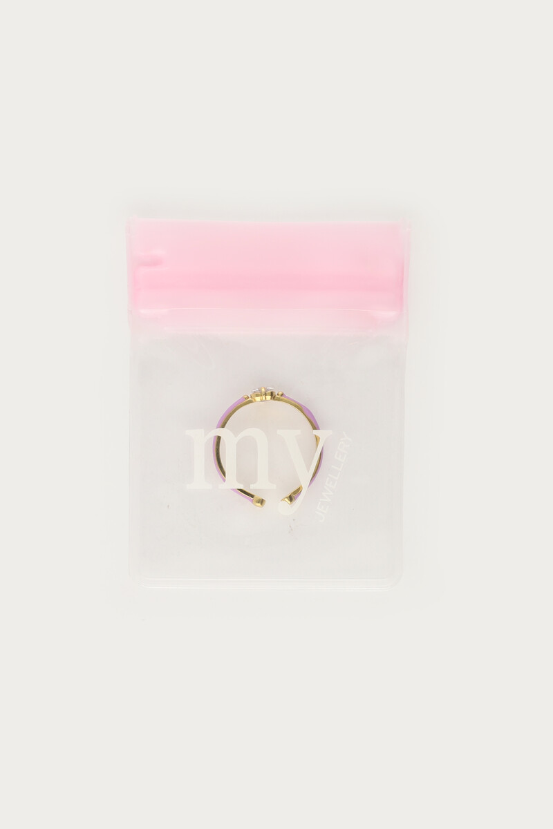 Lilac minimalist ring with hearts rhinestones | My Jewellery