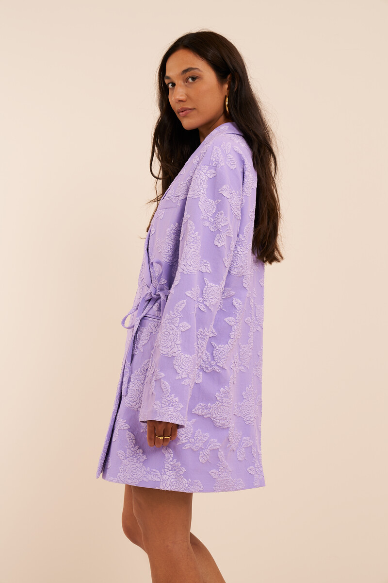Lilac oversized jacquard blazer dress with bow detail | My Jewellery
