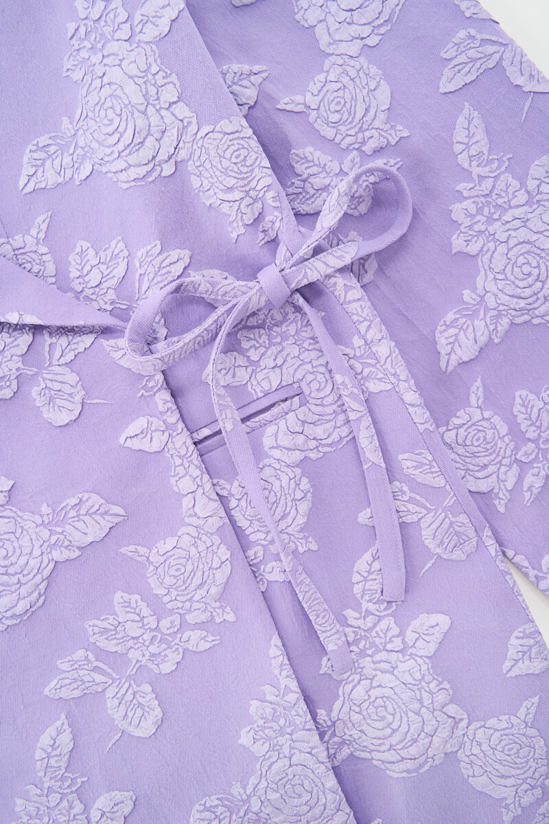 Purple wrap jacket with floral pattern | My Jewellery