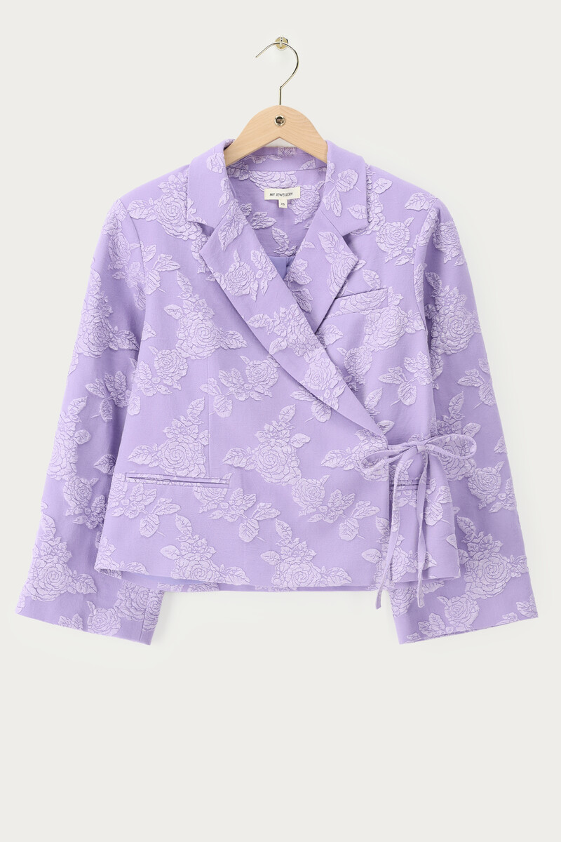Purple wrap jacket with floral pattern | My Jewellery
