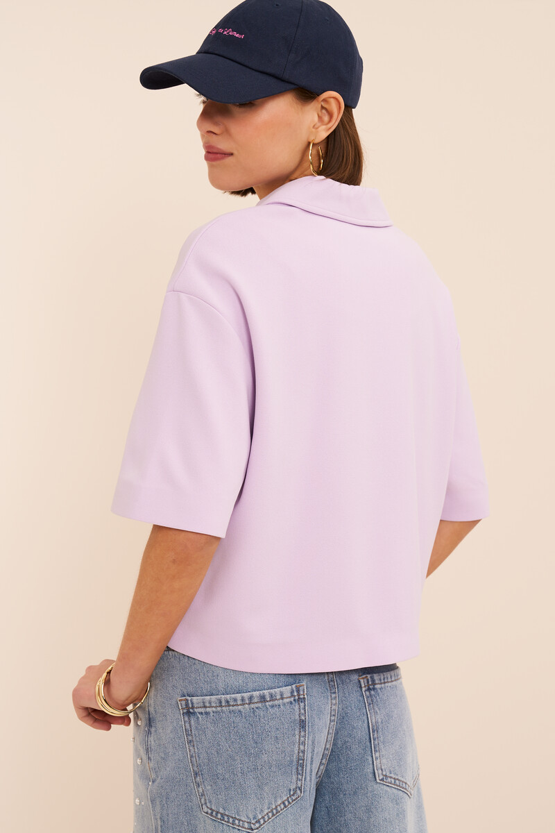 Lilac short-sleeve polo with zip | My Jewellery
