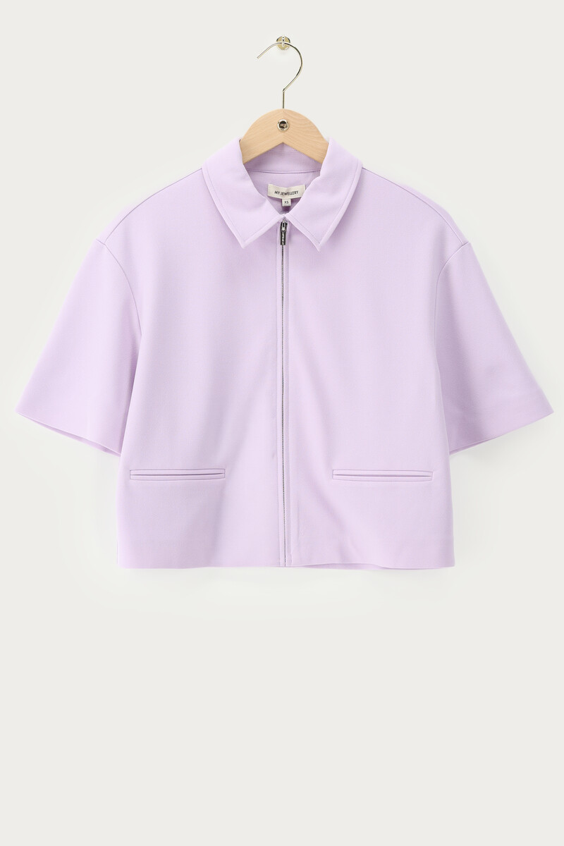 Lila short-sleeved polo shirt with zipper | My Jewellery