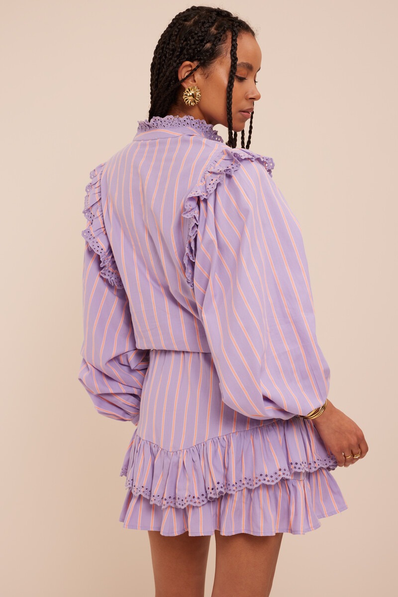 Lilac skirt with stripes and embroidery | My Jewellery