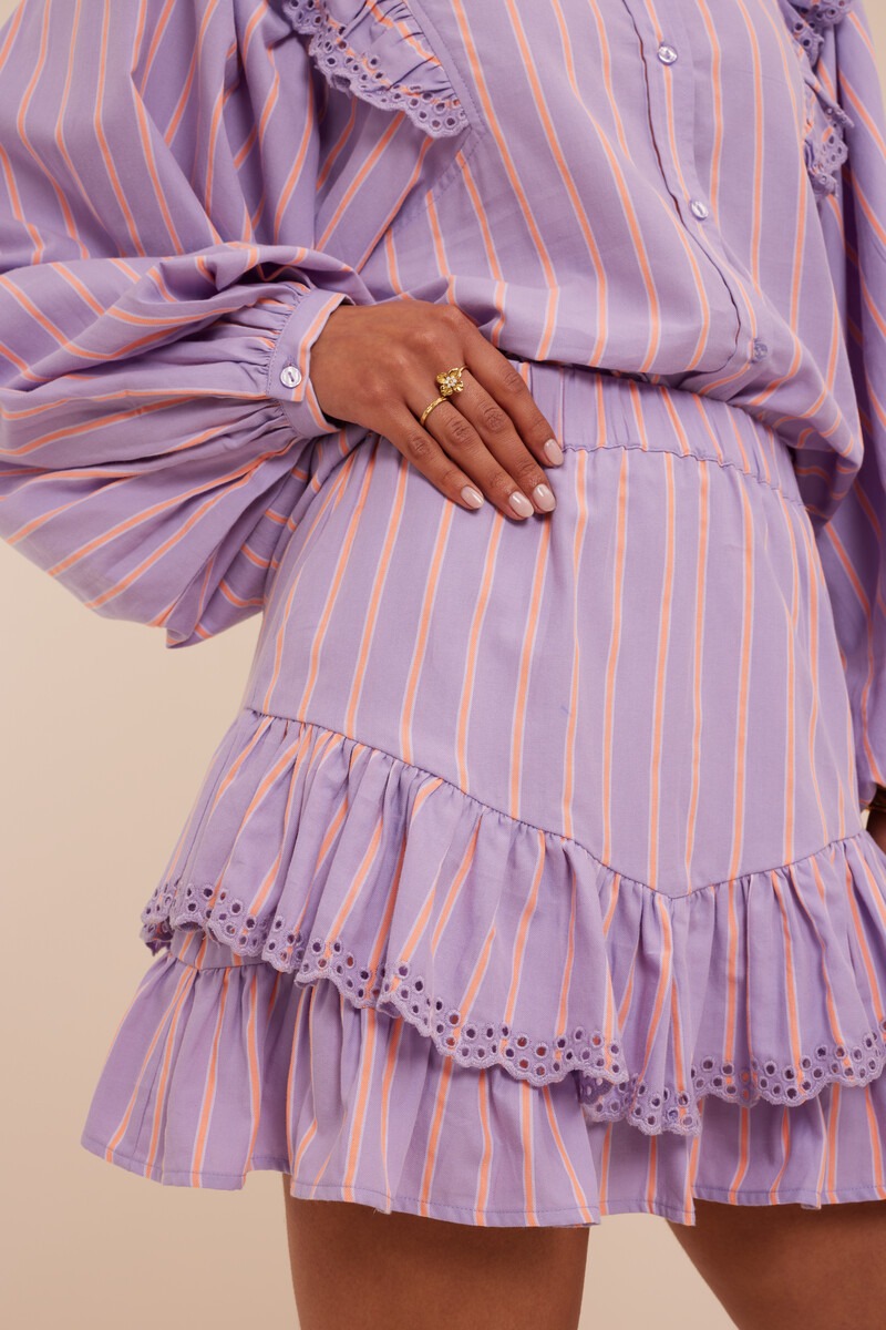 Lilac skirt with stripes and embroidery | My Jewellery